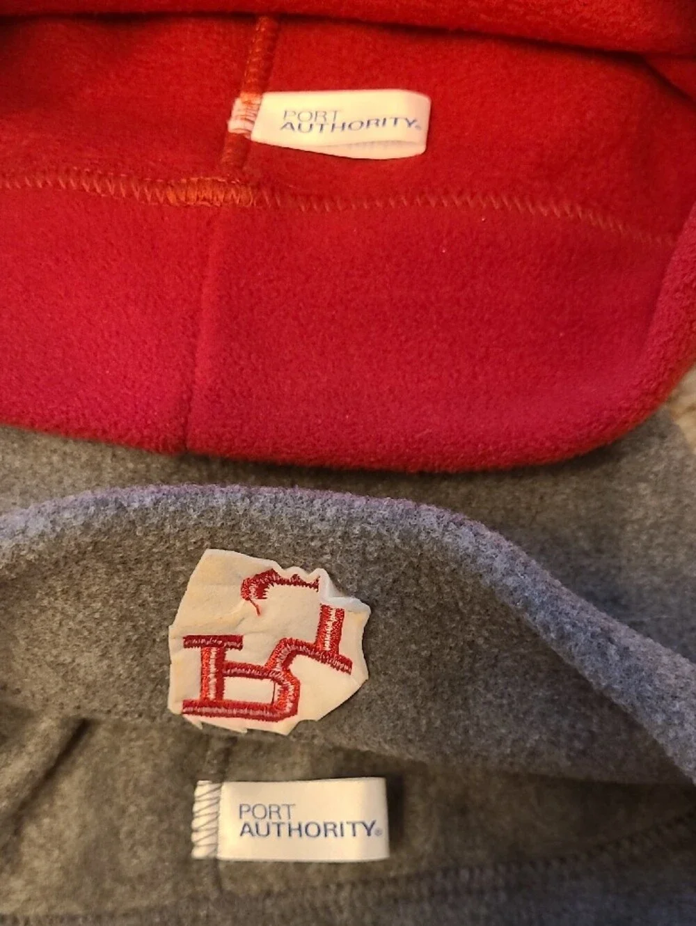 Port Authority Kids Fleece Beanie Hat - Red & Gray